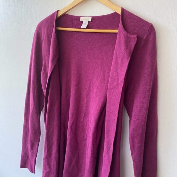 Chicos Cardigan Womens Size XS Chicos 0 Purple Tie Long Line - Picture 2 of 5